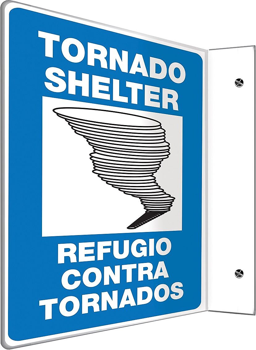 Accuform Tornado Shelter Notice Projection Sign, Black/Blue/White, 12"H x 9"W (SBPSP443)