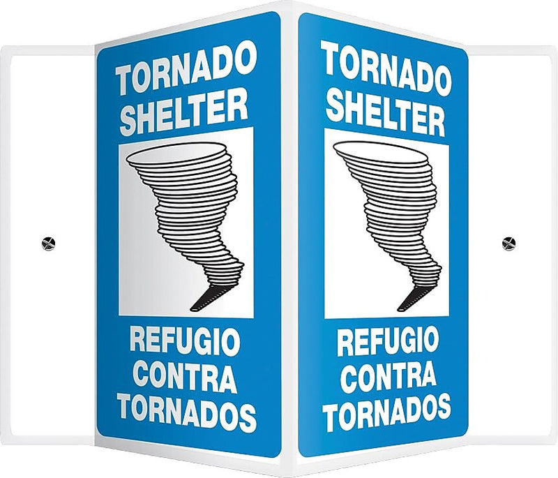 Accuform Tornado Shelter Notice Projection Sign, Black/Blue/White, 12"H x 9"W (SBPSP393)