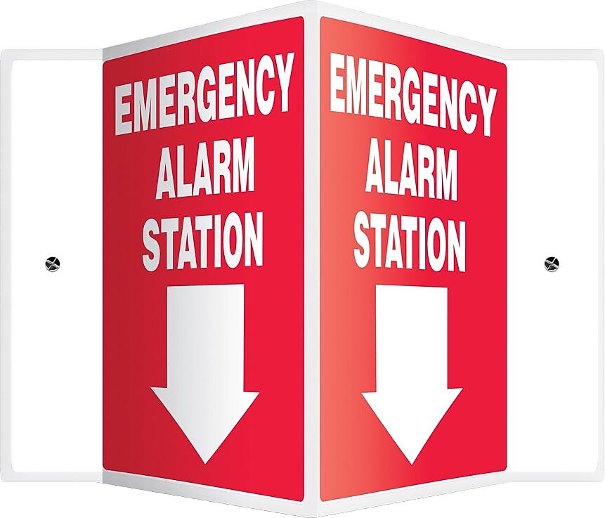 Accuform Emergency Alarm Station Projection Sign, White/Red, 12"H x 9"W (PSP326)