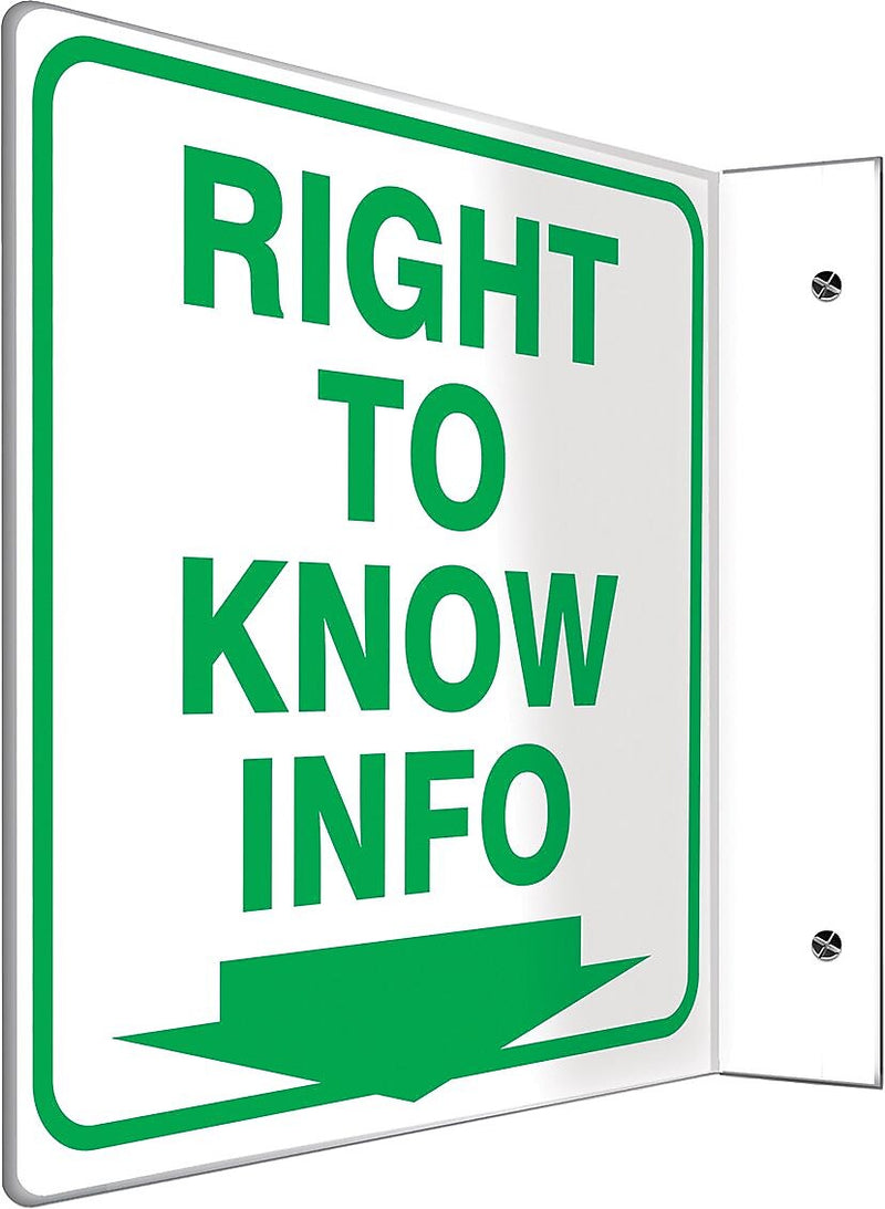Accuform Right To Know Info Projection Sign, Green/White, 8"H x 8"W (PSP482)