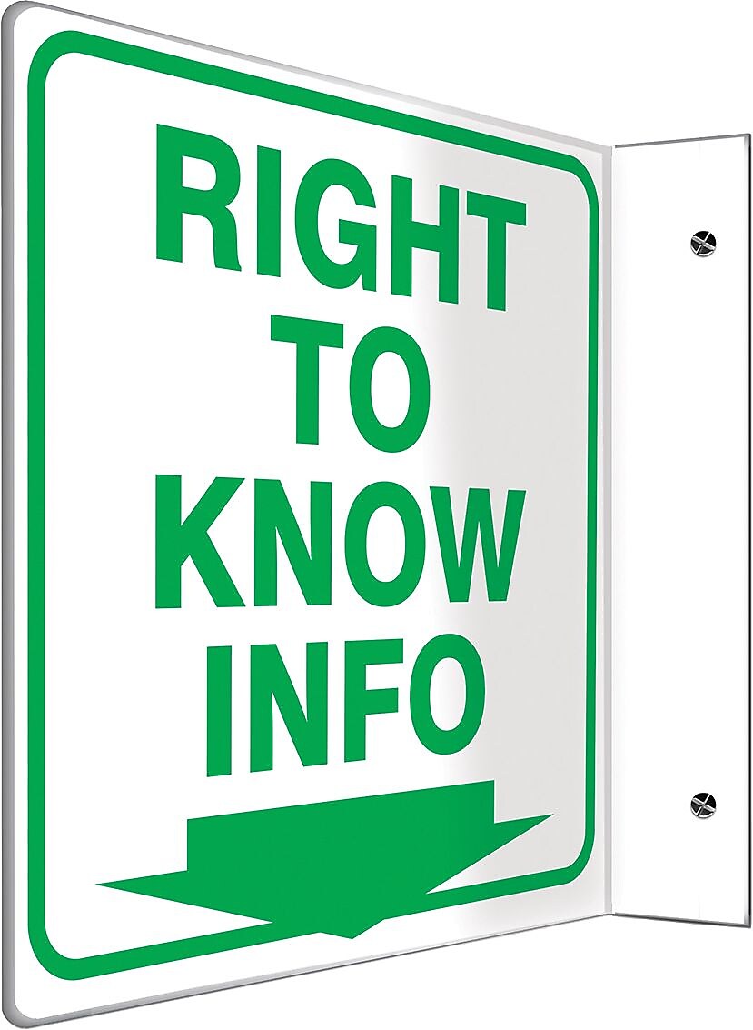 Accuform Right To Know Info Projection Sign, Green/White, 8"H x 8"W (PSP482)