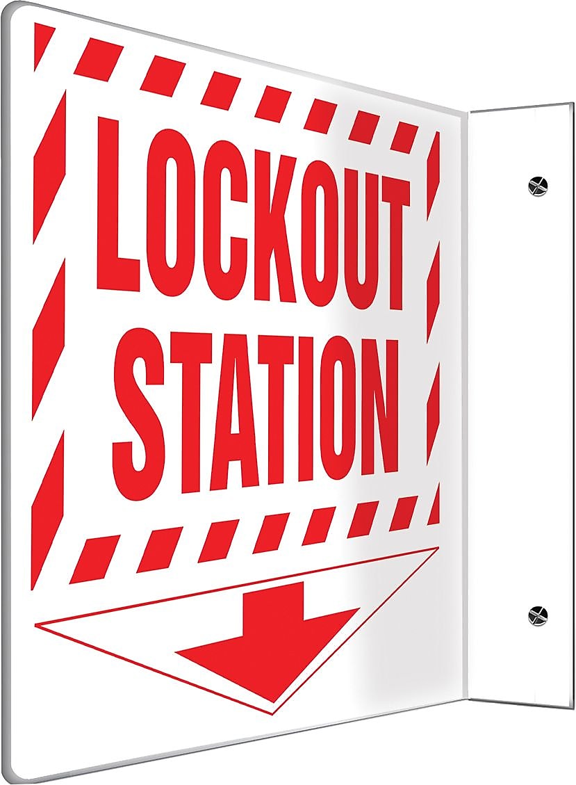 Accuform Lockout Station Projection Sign, Red/White, 8"H x 12"W (PSP431)