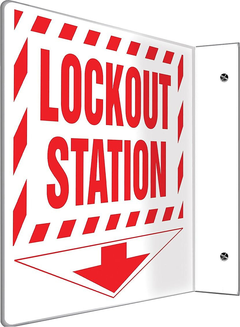 Accuform Lockout Station Projection Sign, Red/White, 8"H x 8"W (PSP479)