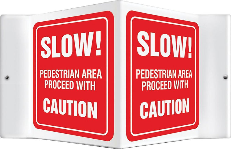 Accuform Slow! Pedestrian Area Proceed With Caution Projection Sign, White/Red, 6"H x 5"W (PSP136)