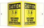Accuform Check Mirror For Traffic Before Proceeding Projection Sign, Black/Yellow, 6"H x 5"W (PSP134)