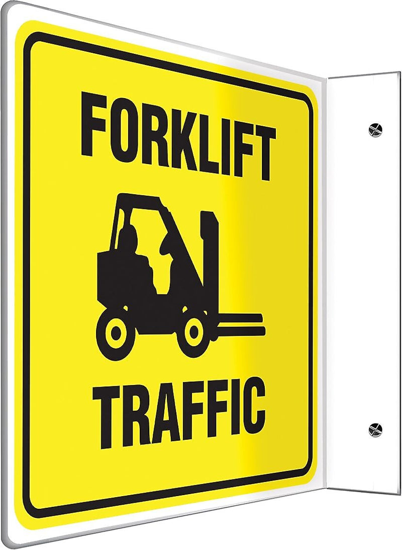 Accuform Forklift Traffic Projection Sign, Black/Yellow, 8"H x 8"W (PSP249)