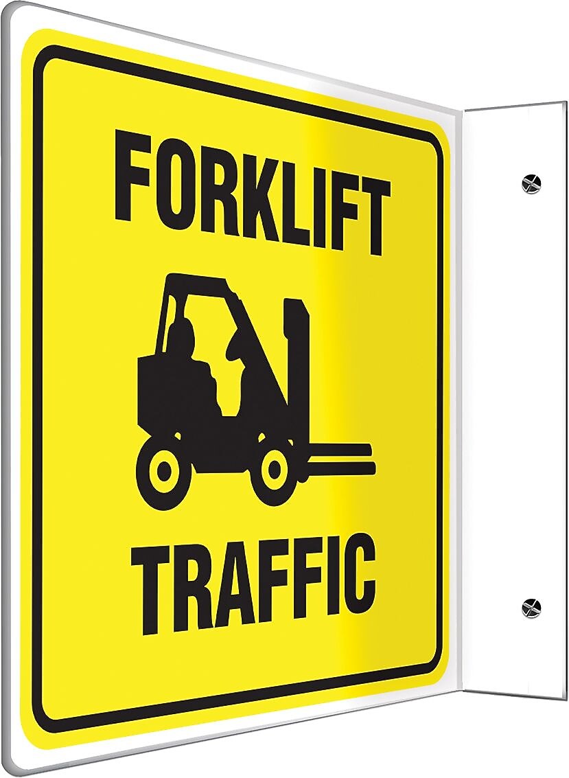 Accuform Forklift Traffic Projection Sign, Black/Yellow, 8"H x 8"W (PSP249)