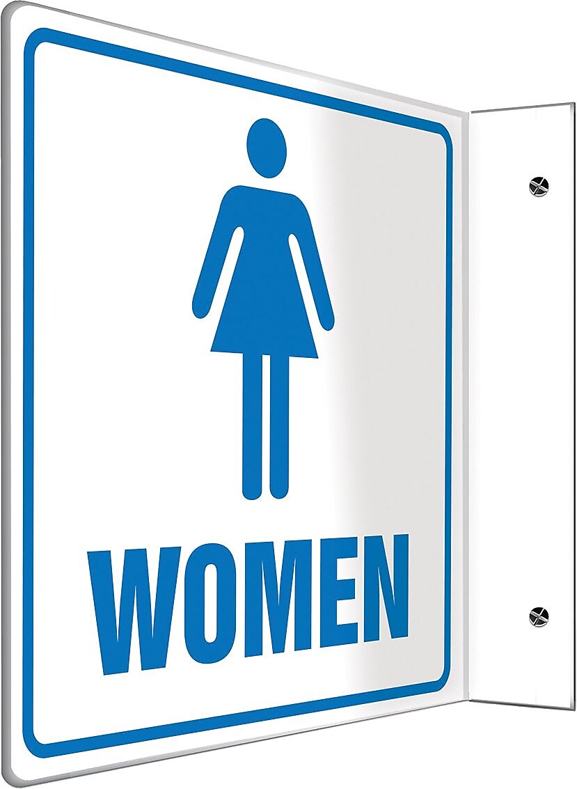 Accuform Women Restroom Projection Sign, Blue/White, 8"H x 8"W (PSP745)
