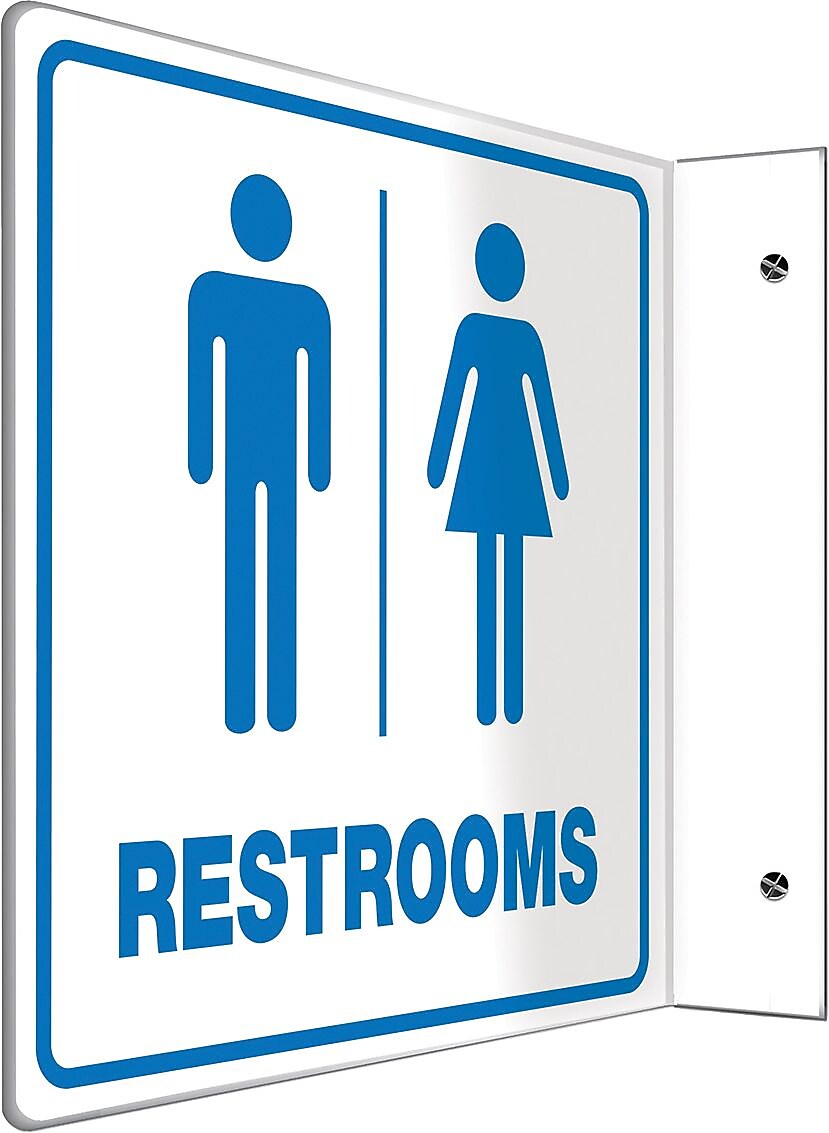 Accuform Restroom Projection Sign, Blue/White, 8"H x 8"W (PSP741)
