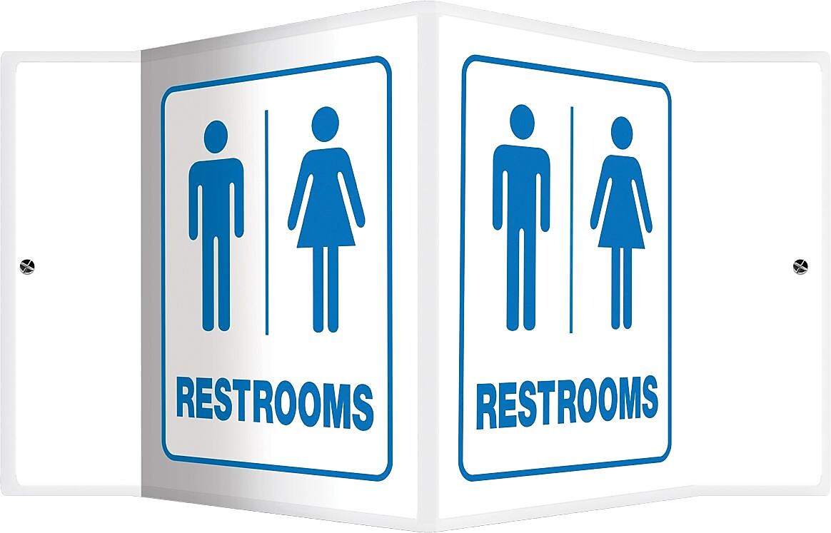 Accuform Restroom Projection Sign, Blue/White, 6"H x 5"W (PSP630)