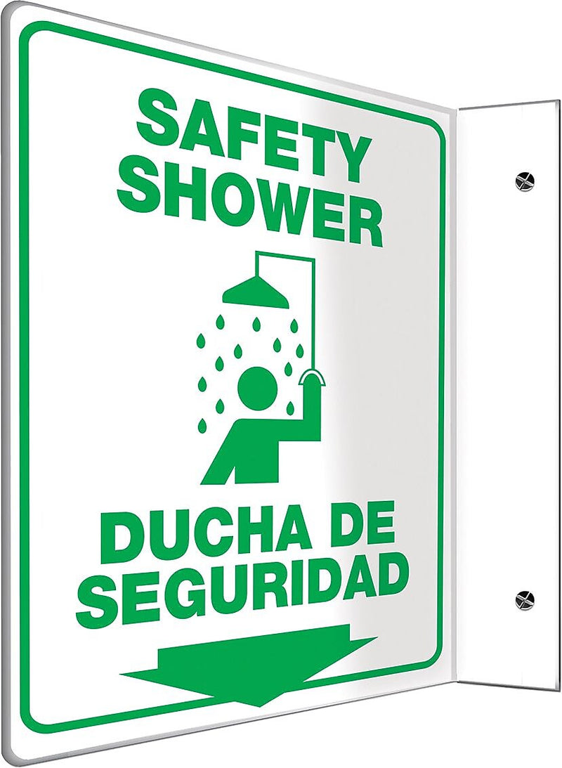 Accuform Safety Shower/Ducha De Seguridad Projection Sign, Green/White, 12"H x 9"W (SBPSP752)