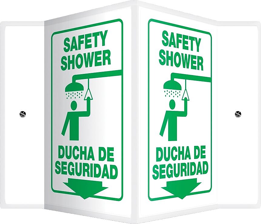 Accuform Safety Shower Projection Sign, Green/White, 12"H x 9"W (SBPSP653)