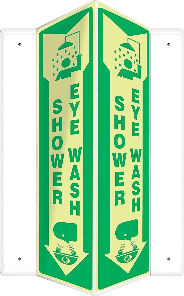 Accuform Shower Eye Wash Projection Sign, Green/White, 18"H x 4"W (PSP803)