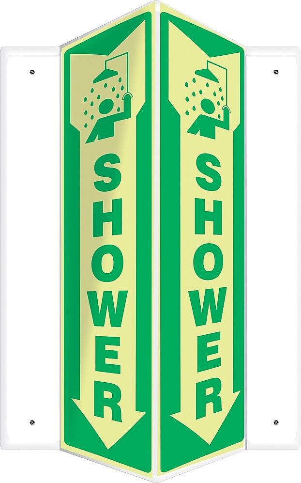 Accuform Shower Projection Sign, Green/White, 18"H x 4"W (PSP804)