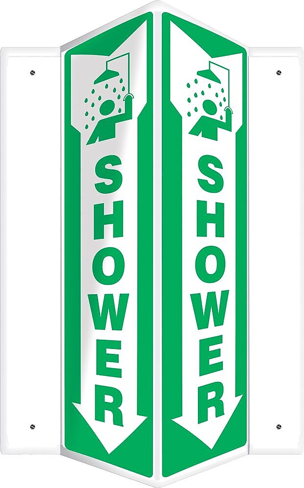 Accuform Shower Projection Sign, Green/White, 18"H x 4"W (PSP387)