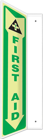 Accuform First Aid Projection Sign, Green/White, 18"H x 4"W (PSP918)