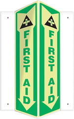 Accuform First Aid Projection Sign, Green/White, 18"H x 4"W (PSP807)
