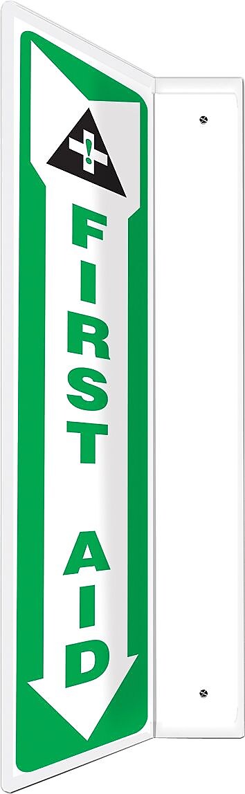 Accuform First Aid Projection Sign, Green/White, 18"H x 4"W (PSP436)