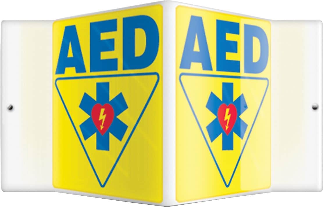 Accuform AED Projection Sign, Blue/Yellow, 6"H x 5"W (PSP607)