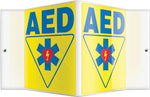 Accuform AED Projection Sign, Blue/Yellow, 6"H x 5"W (PSP607)