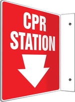 Accuform CPR Station Projection Sign, White/Red, 8"H x 8"W (PSP711)