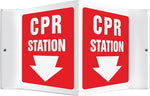 Accuform Signs® CPR Station Projection Sign, White/Red, 6"H x 5"W, 1/Pack
