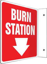 Accuform Burn Station Projection Sign, White/Red, 8"H x 8"W (PSP700)