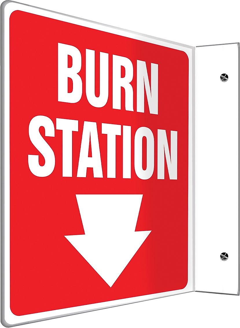 Accuform Burn Station Projection Sign, White/Red, 8"H x 8"W (PSP700)