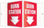 Accuform Burn Station Projection Sign, White/Red, 6"H x 5"W (PSP602)