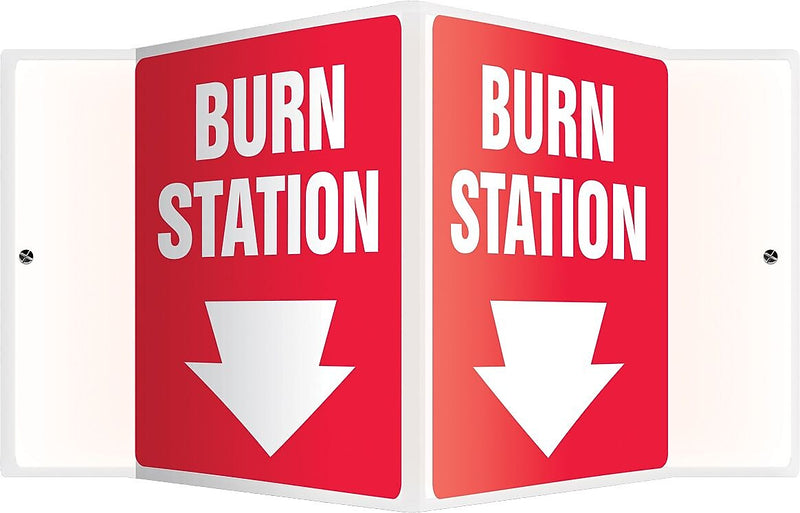 Accuform Burn Station Projection Sign, White/Red, 6"H x 5"W (PSP602)