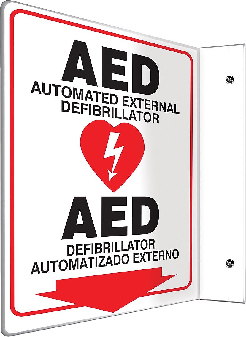 Accuform AED Automated External Defibrillator.. Projection Sign, Black/Red/White, 12"H x 9"W (SBPSP760)