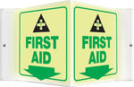 Accuform First Aid Projection Sign, Green/Black/Yellow, 6"H x 5"W (PSP865)