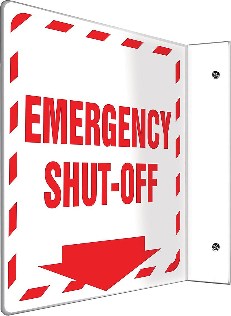 Accuform Emergency Shut-Off Projection Sign, Red/White, 8"H x 8"W (PSP428)