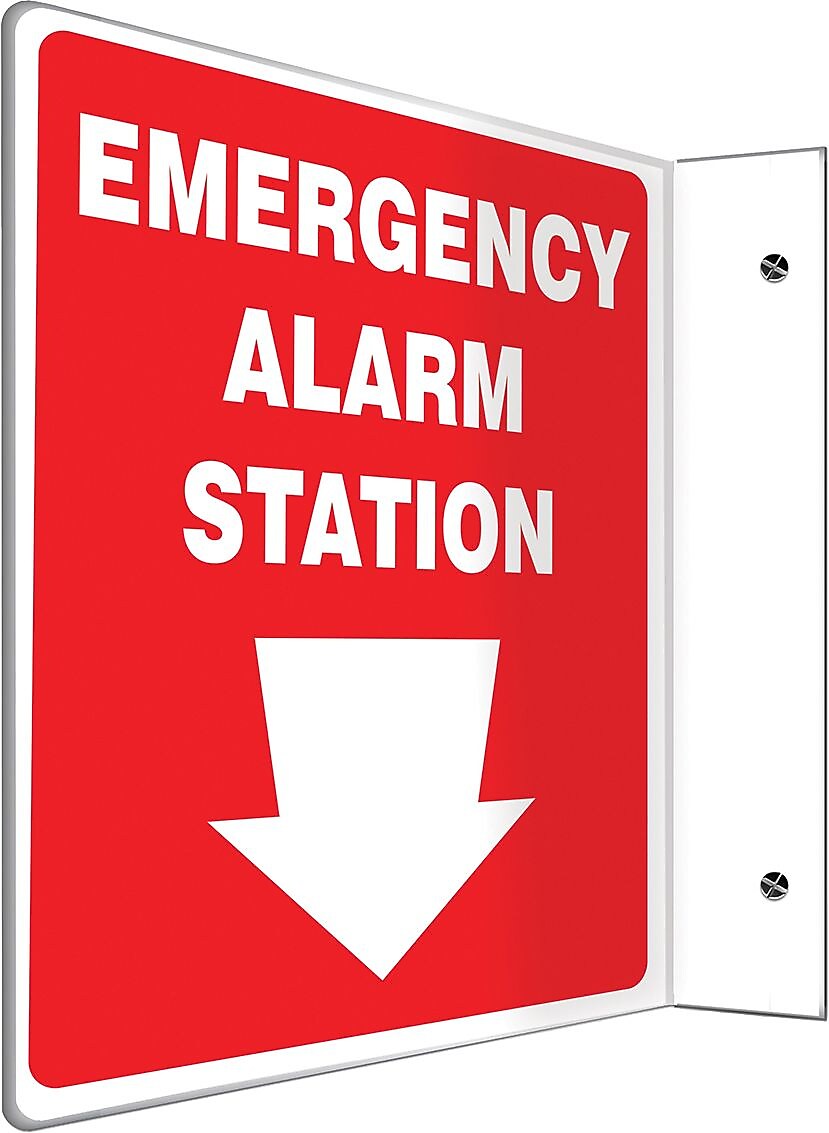 Accuform Emergency Alarm Station Projection Sign, White/Red, 12"H x 9"W (PSP415)