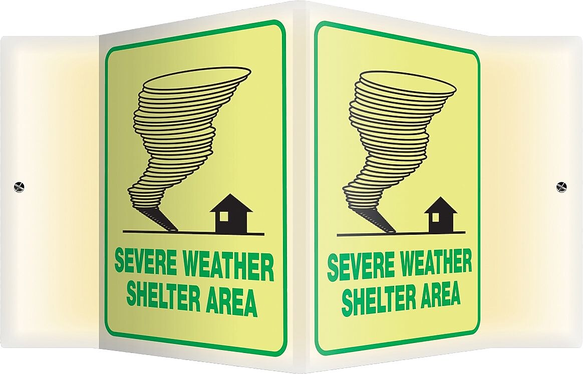 Accuform Severe Weather Shelter Area Projection Sign, Black/Green, 6"H x 5"W (PSP352)