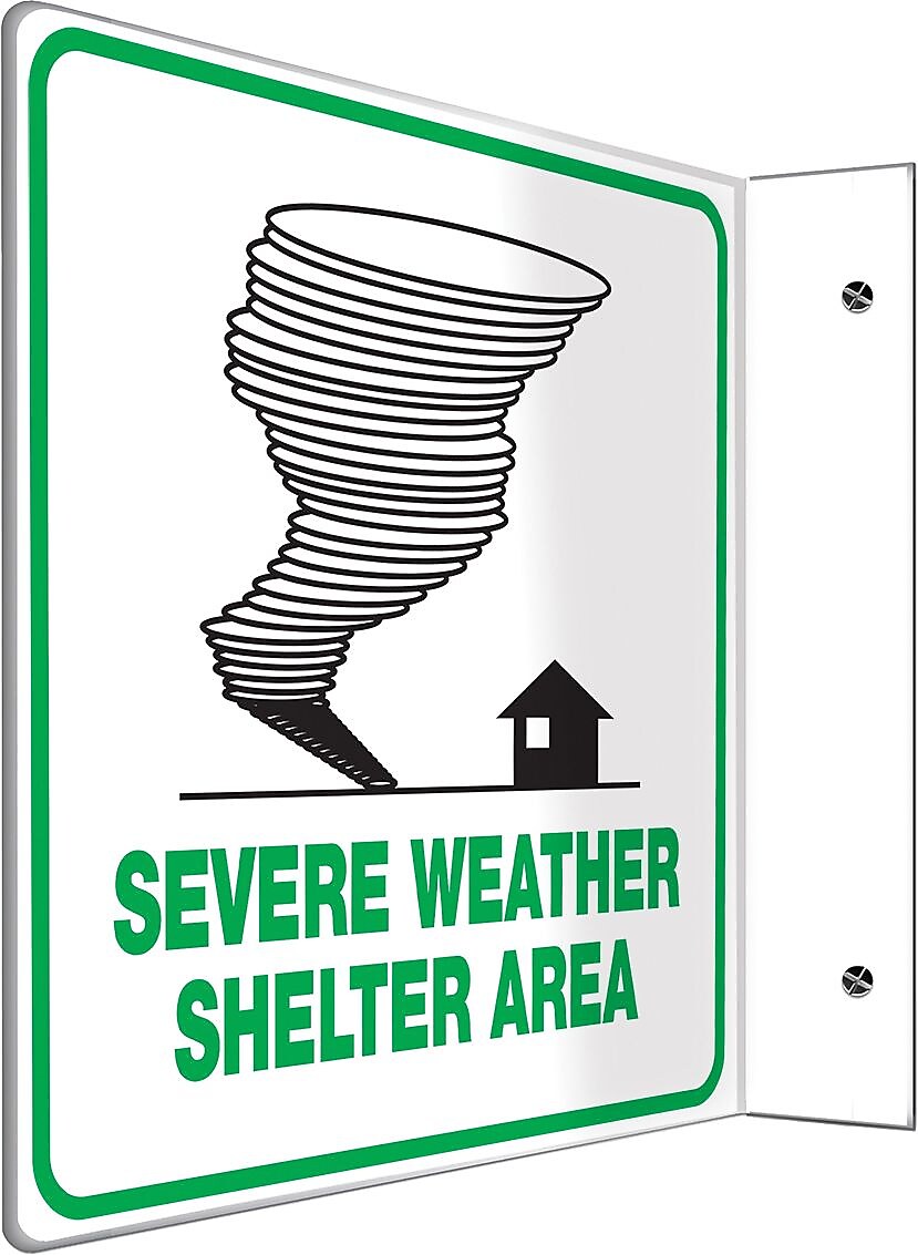 Accuform Severe Weather Shelter Area Projection Sign, Green/White, 8"H x 8"W (PSP252)