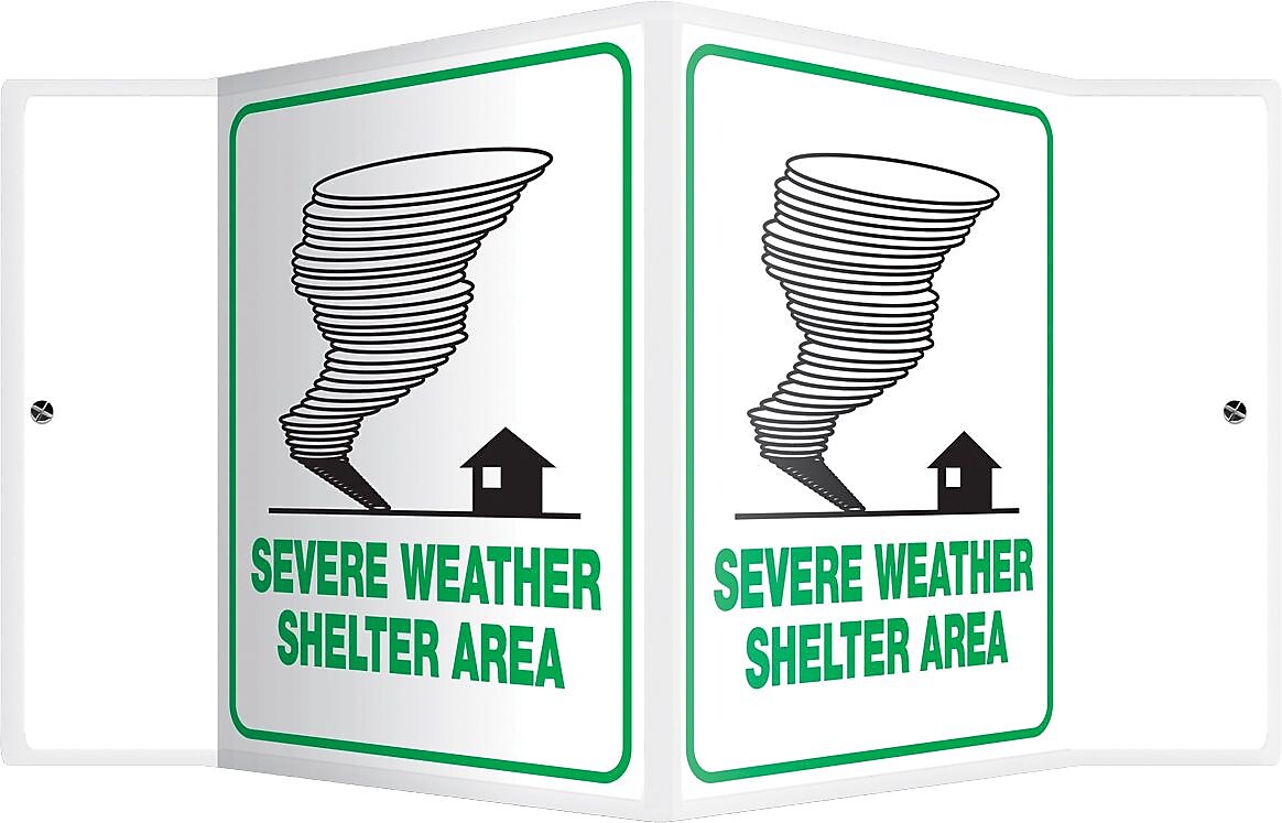 Accuform Severe Weather Shelter Area Projection Sign, Green/White, 6"H x 5"W (PSP141)
