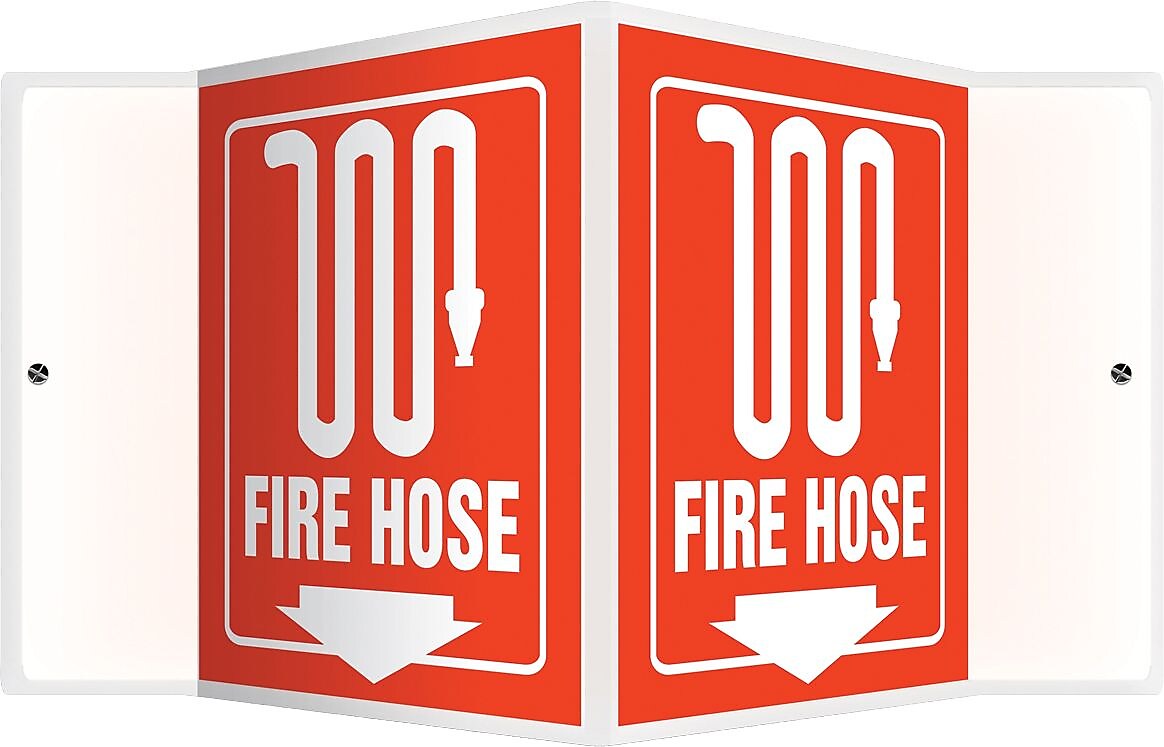 Accuform Signs® Fire Hose Projection Sign, White/Red, 6"H x 5"W, 1/Pack