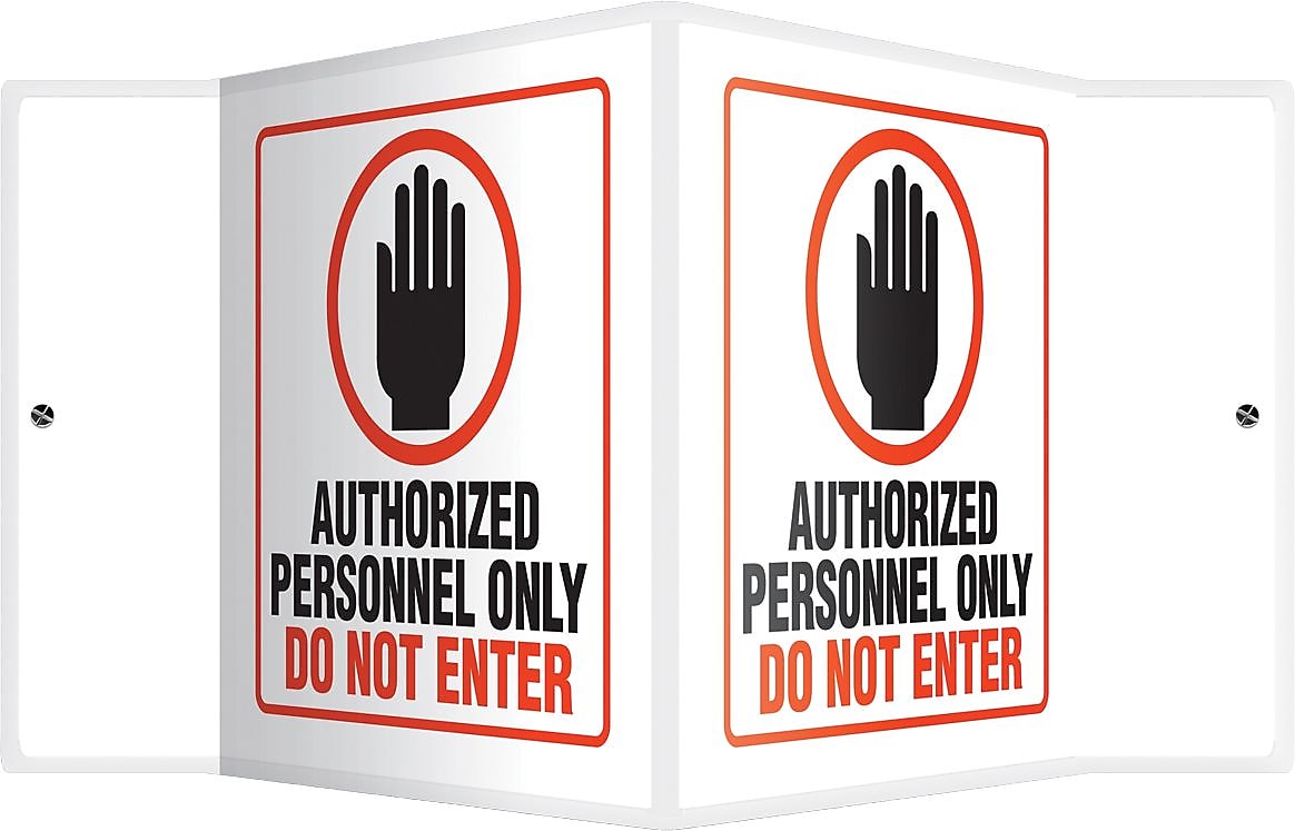 Accuform Authorized Personnel Only Do Not Enter Projection Sign, Black/Orange/White, 6" x 5" (PSP120)