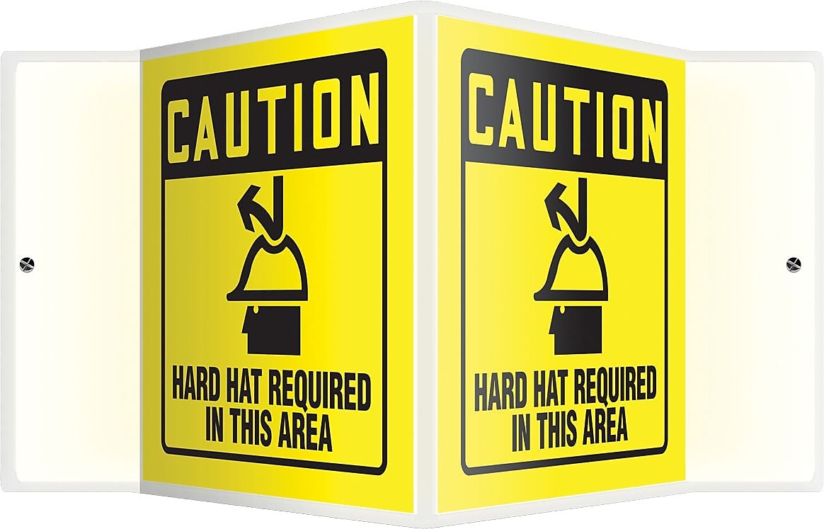 Accuform Hard Hat Required In This Area Projection Sign, Black/Yellow, 6"H x 5"W (PSP363)