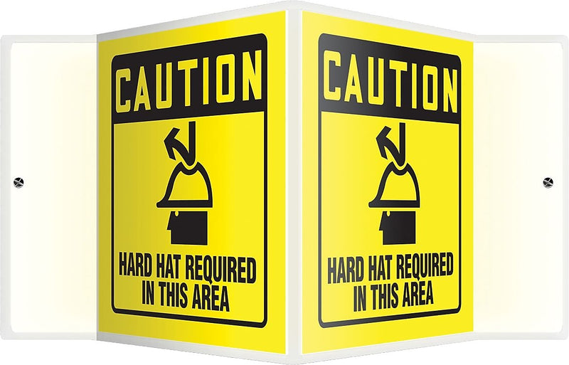 Accuform Hard Hat Required In This Area Projection Sign, Black/Yellow, 6"H x 5"W (PSP363)