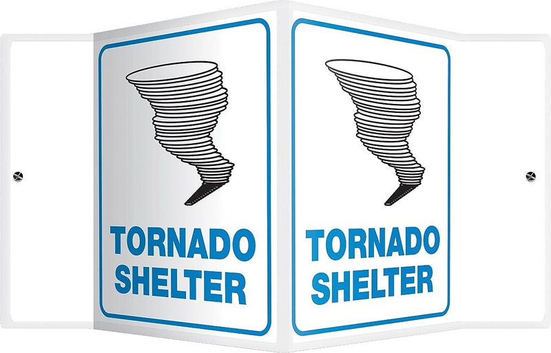 Accuform Signs® Tornado Shelter Projection Sign, Black/Blue/White, 6"H x 5"W, 1/Pack (PSP146)