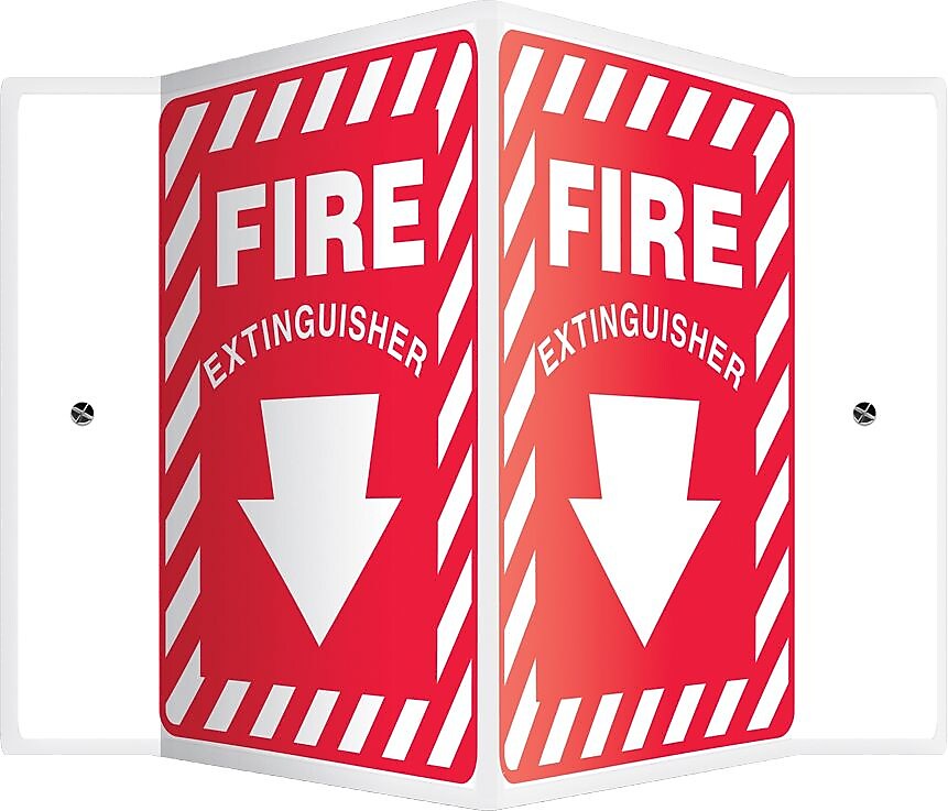 Accuform Signs® Fire Extinguisher Projection Sign, White/Red, 12"H x 9"W, 1/Pack