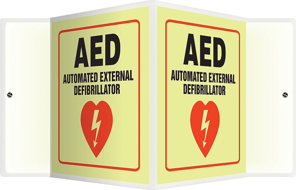 Accuform AED Automated External Defibrillator Projection Sign, Black/Red/White, 6"H x 5"W (PSP861)