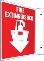 Accuform Fire Extinguisher Projection Sign, White/Red, 8"H x 8"W (PSP707)