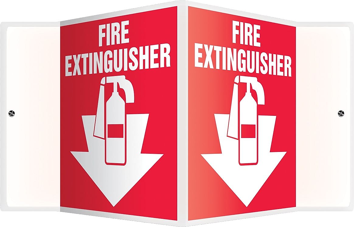 Accuform Fire Extinguisher Projection Sign, White/Red, 6"H x 5"W (PSP113)