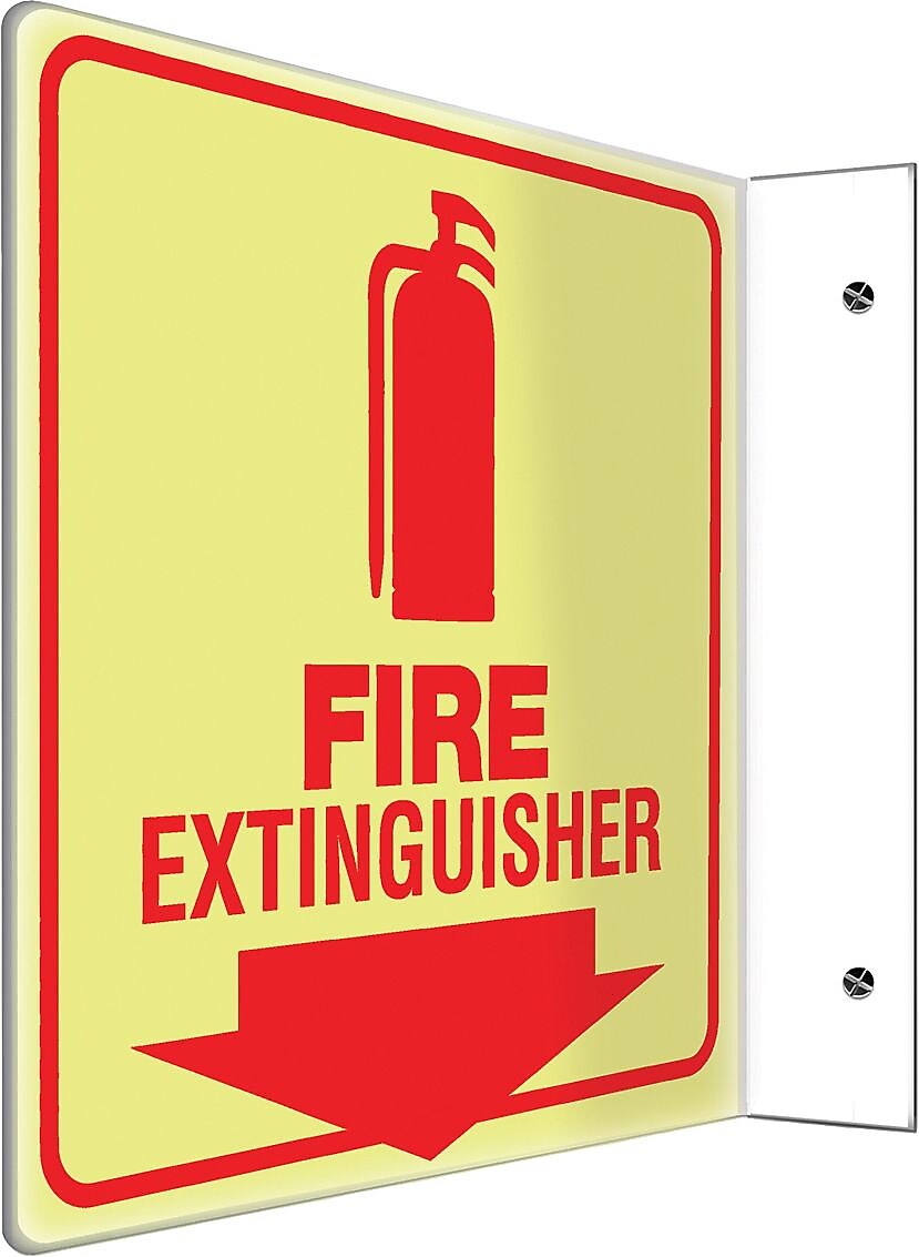 Accuform Fire Extinguisher Projection Sign, Red, 8"H x 8"W (PSP459)