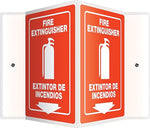 Accuform Fire Extinguisher/Extintor De Incendios Projection Sign, White/Red, 12"H x 9"W (SBPSP391)