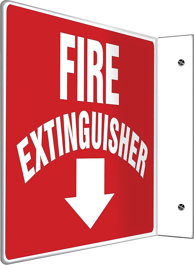 Accuform Fire Extinguisher Projection Sign, White/Red, 8"H x 12"W (PSP219)
