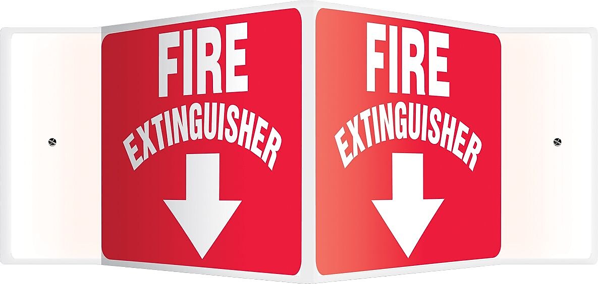 Accuform Fire Extinguisher Projection Sign, White/Red, 8"H x 12"W (PSP364)